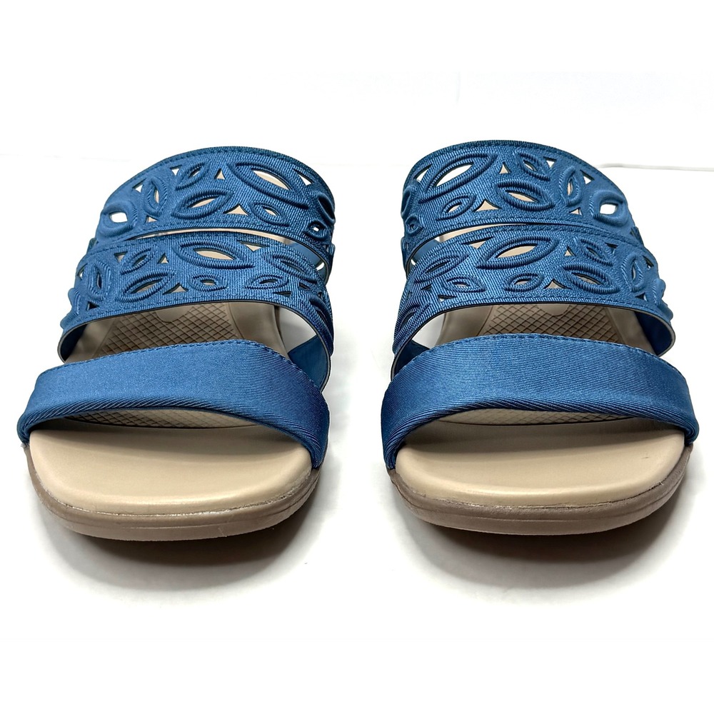LifeStride Women's Poppy Washable Block Heel Slide Sandals Blue 7.5M NWT/BOX